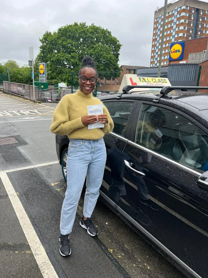 ACDAL learner celebrating a practical driving test pass 43